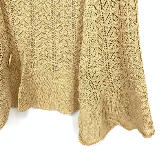 Kookai Sweater Vest Womens Size 1 US Small Tan Crochet Pointelle Knit Sleeveless - Picture 4 of 6